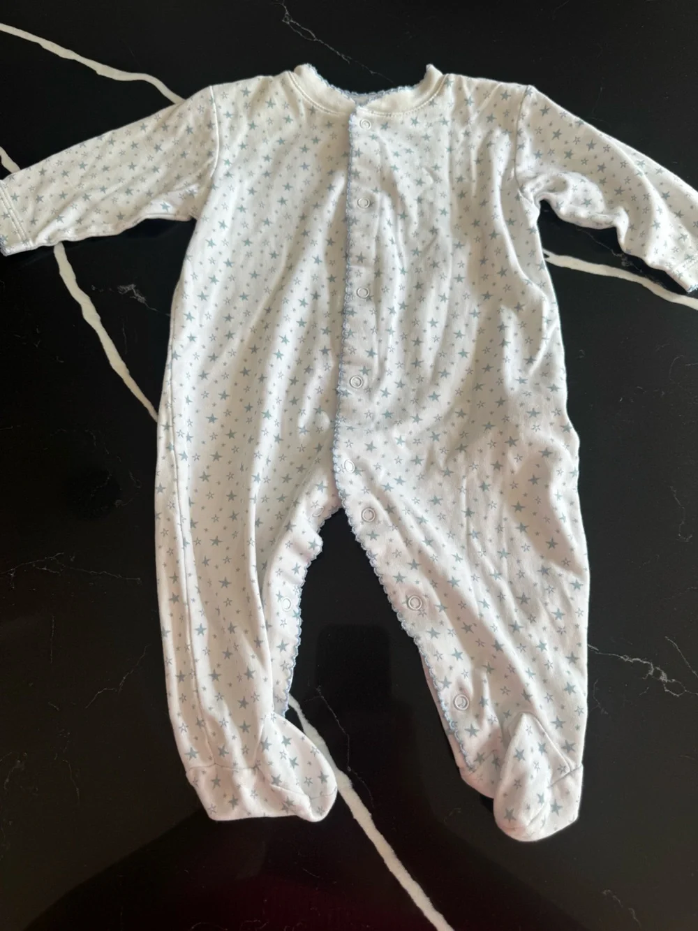 Kissy Kissy White Baby Footed Sleeper with Light Blue Stars